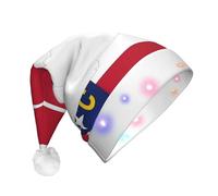 NHGJnk Chapeau de Noël LED en peluche avec motif drapeau de la Caroline du Nord avec bordure douce pour Noël