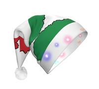 NHGJnk Chapeau de Noël LED en peluche avec motif drapeau de la Hongrie avec bordure douce pour Noël