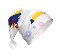 NHGJnk Chapeau de Noël LED en peluche avec motif drapeau de la Roumanie avec bordure douce pour Noël
