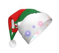 NHGJnk Chapeau de Noël LED en peluche avec motif drapeau de l'Algérie avec bordure douce pour Noël