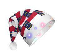 NHGJnk Chapeau de Noël LED en peluche avec motif drapeau de l'État de Caroline du Nord avec bordure douce pour Noël