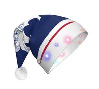 NHGJnk Chapeau de Noël LED en peluche avec motif drapeau de l'État du Wyoming, bonnet de Père Noël lumineux avec bordure douce pour fête de Noël