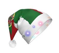 NHGJnk Chapeau de Noël LED en peluche avec motif drapeau portugais et bordure douce pour Noël
