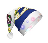 NHGJnk Chapeau de Noël LED en peluche imprimé drapeau de l'État du Connecticut avec bordure douce pour Noël