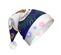 NHGJnk Chapeau de Noël LED en peluche imprimé drapeau de l'État du Kentucky, bonnet de Père Noël lumineux avec bordure douce pour fête de Noël