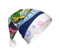 NHGJnk Chapeau de Noël LED en peluche imprimé drapeau de l'État du Maine avec bordure douce pour Noël