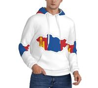 NHGJnk Sweat à capuche à manches longues avec poches pour homme Motif drapeau mongol, Noir , 4XL