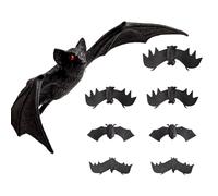Nhgkju Lot de 8 décorations d'Halloween effrayantes 3D chauves-souris - Décoration à suspendre pour jardin, mur, fenêtre, arbre - Intérieur et extérieur