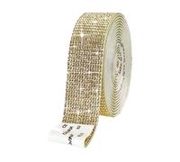 Nhgkju Rouleau de strass autocollant - 3 m - Paillettes - Cristal - Diamant - Ruban décoratif - Pour bricolage de voiture et téléphone - 1 rouleau (doré)