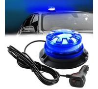 NHHEO 24LED Feux De Signalisation De Toit Rond Bleu 8 Modes De Clignotement Super Lumineux ImperméAble à L'Eau Avec Base MagnéTique Avertisseur Lumineux,Suit Pour Car Truck Police Car 12-30V