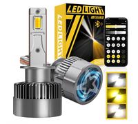 NHHEO Ampoule H1 LED, CANBUS Erreur H1 LED Smart App Control Luminosité&Température de Couleur, 3000K Jaune à 6500K Blanc Froid 150W 800% Plus Lumineux Connexion Bluetooth(2Pcs)