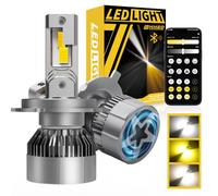 NHHEO Ampoule H4 LED, CANBUS Erreur H4 LED Smart App Control Luminosité&Température de Couleur, 3000K Jaune à 6500K Blanc Froid 150W 800% Plus Lumineux Connexion Bluetooth(2Pcs)