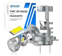 NHHEO Ampoule H7 LED 400% plus Lumineux avec Objectif de Projecteur Aucun Problème D'astigmatisme 6000K 20000LM 12V IP68 Imperméable 2Pcs H7 LED Taille 1:1 Ampoules de Phares