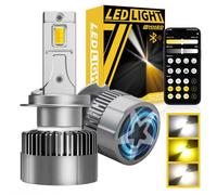 NHHEO Ampoule H7 LED, CANBUS Erreur H7 LED Smart App Control Luminosité&Température de Couleur, 3000K Jaune à 6500K Blanc Froid 150W 800% Plus Lumineux Connexion Bluetooth(2Pcs)