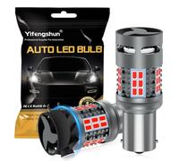 NHHEO Bombilla LED P21W 1156 BA15S Rojo Sin Errores CANBUS 4000LM Anti-Hyper Flash Resistencia Super Brillante con Ventilador 7506 1003 1141 1156A para Luces de Freno Intermitentes(2PCS)