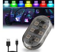 NHHEO RGB Éclairage Intérieur de Voiture, 7 Colors-2 Modes LED Néon sans Fil Tactile Plafonnier de Voiture, Rechargeable par USB Interrupteur Portable Mood Éclairage Accessoires