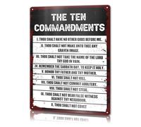 NHKSFBLQ The 10 Commandments Vintage Tin Sign Faith Based Home Decor Biblical Verse Wall-Art For Prayer Room Or Space 8 x 12 inch