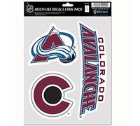 NHL Colorado Avalanche Lot de 3 autocollants multi-usage pour fan Couleurs de l'équipe Taille unique