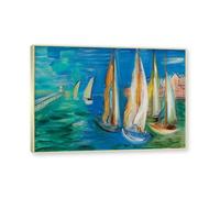 NHLDZYH Cadre Champagne. Impressionnisme Tableau, (Voilier hissant les voiles) par Raoul Dufy, Impressions sur Toile Célèbres, Reproductions Tableaux, Decoration Moderne Maison. 30x42cm