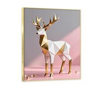 NHLDZYH Cadre doré. Tableau de Noël Moderne - Art Mural Noël Rose et Or, Composition Minimaliste de Triangles - Déco Murale Moderne pour Salon et Bureau, Prêt à Accrocher. A48. 70x90cm-27.6x35.4in