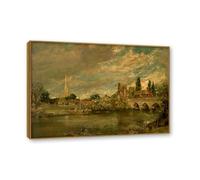 NHLDZYH Cadre en teck. Reproduction d'Art John Constable (Paysage 46), Paysage Campagnard Classique, Tableau Cadré Style Bibliothèque ou Salon. 30x42cm