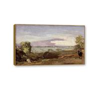 NHLDZYH Cadre en teck. Reproduction d'Art John Constable (Paysage 85), Paysage Campagnard Classique, Tableau Cadré Style Bibliothèque ou Salon. 30x51cm