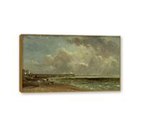 NHLDZYH Cadre en teck. Reproduction d'Art John Constable (Paysage 87), Paysage Campagnard Classique, Tableau Cadré Style Bibliothèque ou Salon. 50x85cm