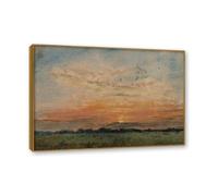 NHLDZYH Cadre en teck. Reproduction d'Art John Constable (Paysage au coucher du soleil), Paysage Campagnard Classique, Tableau Cadré Style Bibliothèque ou Salon. 60x84cm