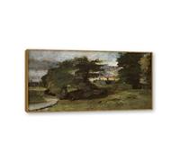 NHLDZYH Cadre en teck. Reproduction d'Art John Constable (Paysage avec chalets), Paysage Campagnard Classique, Tableau Cadré Style Bibliothèque ou Salon. 70x140cm
