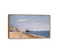 NHLDZYH Cadre en teck. Reproduction d'Art John Constable (Plages et chercheurs d'or), Paysage Campagnard Classique, Tableau Cadré Style Bibliothèque ou Salon. 50x85cm