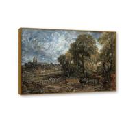 NHLDZYH Cadre en teck. Reproduction d'Art John Constable (Sans titre 41), Paysage Campagnard Classique, Tableau Cadré Style Bibliothèque ou Salon. 50x70cm
