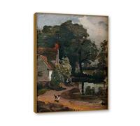 NHLDZYH Cadre en teck. Reproduction d'Art John Constable (Sans titre 48), Paysage Campagnard Classique, Tableau Cadré Style Bibliothèque ou Salon. 40x56cm