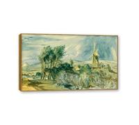 NHLDZYH Cadre en teck. Reproduction d'Art John Constable (Sans titre 63), Paysage Campagnard Classique, Tableau Cadré Style Bibliothèque ou Salon. 80x136cm