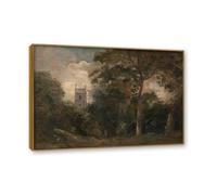 NHLDZYH Cadre en teck. Reproduction d'Art John Constable (Une église dans les arbres 2), Paysage Campagnard Classique, Tableau Cadré Style Bibliothèque ou Salon. 80x112cm