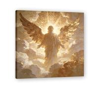 NHLDZYH Cadre Intérieur. Tableau Ascension de Jésus Encadré, Toile de Qualité avec Ciel Lumineux et Anges - Décoration Religieuse pour Maison Chrétienne, Chapelle ou Salle Paroissiale. A12. 40x40cm.