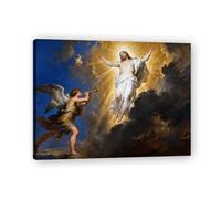 NHLDZYH Cadre Intérieur. Tableau Ascension de Jésus Encadré, Toile de Qualité avec Ciel Lumineux et Anges - Décoration Religieuse pour Maison Chrétienne, Chapelle ou Salle Paroissiale. A22. 50x65cm.