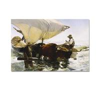 NHLDZYH Impressionnisme Tableau, (Le retour de la pêche) de Joaquín Sorolla, Reproductions de Tableaux Célèbres Avec, Tableau Sur Toile Paysage, Decoration Moderne Maison 60x90cm Uniquement Toile
