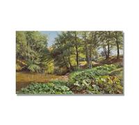 NHLDZYH Impressions sur Toile célèbres, (Mai près du ruisseau forestier) par Peder Mork Monsted, Tableau de Nature Paysage, Décoration Murale D'intérieur Moderne. 40x68cm Toile seule