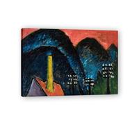 NHLDZYH Impressions sur Toile Célèbres, (Montagnes bleues et cheminées jaunes) par Alexej von Jawlensky, Reproductions de Tableaux Poster, Decoration Moderne Maison. 30x42cm Cadre intérieur.