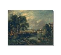 NHLDZYH Tableau Célèbre (Péniches sur la Stour) de John Constable - Reproduction d'Art sur Toile, Peinture Romantisme Anglais, Déco Intérieure Classique et Vintage. 30x40cm Toile uniquement