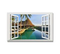 NHLDZYH Tableau Fenêtre Moderne, Vue sur Paysage Imprimée sur Toile - Fausse Fenêtre avec Châssis, Déco Murale Contemporaine pour Salon ou Bureau. A101. 50x80cm. Cadre Intérieur