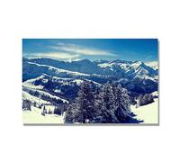 NHLDZYH Tableau Nature Hivernale, (Chaîne enneigée alpine) - Déco Murale Scandinave et Moderne pour Apporter la Sérénité dans votre Salon. 30x48cm Toile uniquement.