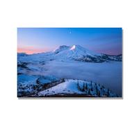 NHLDZYH Tableau Nature Hivernale, (Clair de lune sur la montagne) - Déco Murale Scandinave et Moderne pour Apporter la Sérénité dans votre Salon. 70x105cm Toile uniquement.