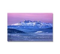 NHLDZYH Tableau Nature Hivernale, (Horizon de montagne violette) - Déco Murale Scandinave et Moderne pour Apporter la Sérénité dans votre Salon. 30x48cm Toile uniquement.