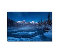 NHLDZYH Tableau Nature Hivernale, (Neige en montagne) - Déco Murale Scandinave et Moderne pour Apporter la Sérénité dans votre Salon. 70x105cm Toile uniquement.