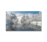 NHLDZYH Tableau Nature Hivernale, (Reflet sur la rivière gelée) - Déco Murale Scandinave et Moderne pour Apporter la Sérénité dans votre Salon. 60x108cm Toile uniquement.