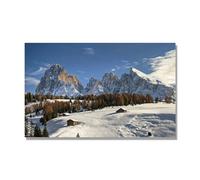 NHLDZYH Tableau Nature Hivernale, (Refuges d'hiver des Dolomites) - Déco Murale Scandinave et Moderne pour Apporter la Sérénité dans votre Salon. 50x80cm Toile uniquement.