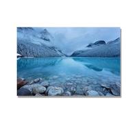 NHLDZYH Tableau Nature Hivernale, (Sommets enneigés et lacs) - Déco Murale Scandinave et Moderne pour Apporter la Sérénité dans votre Salon. 70x105cm Toile uniquement