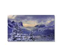 NHLDZYH Tableau Nature Hivernale, (Ville alpine brumeuse) - Déco Murale Scandinave et Moderne pour Apporter la Sérénité dans votre Salon. 60x108cm Toile uniquement.