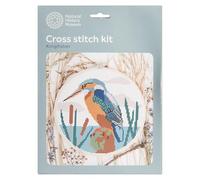 NHM Kit de broderie au point de croix Musée d'histoire naturelle - Motif martin-pêcheur - 14 cm - Kits de broderie au point de croix pour adultes débutants - Idée cadeau - Avec motifs de broderie